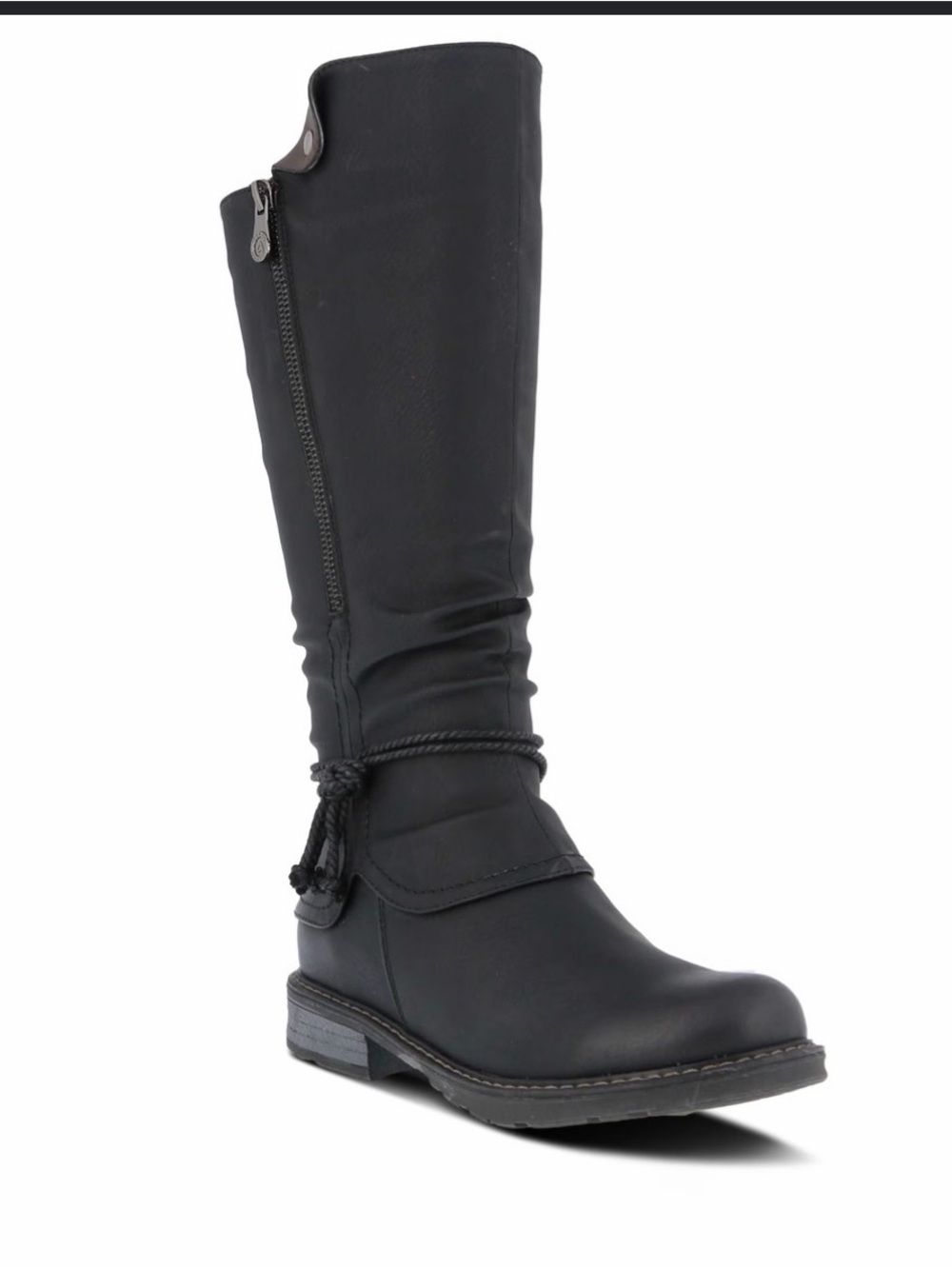 Adrienne Black Over-the-Knee Zip Boots with Wrap Tie